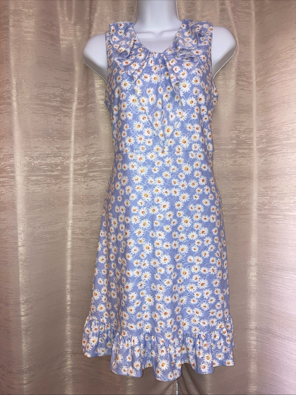 Knit works Periwinkle Lilac Daisy Print Ruffle Hem Sundress Girls 16
